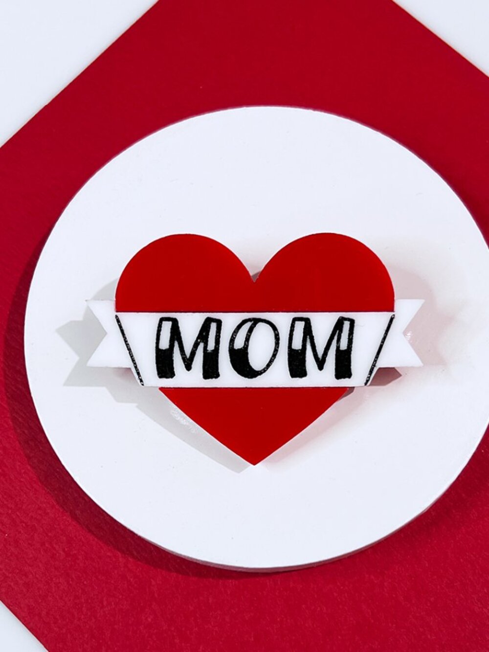Vintage Style MOM Heart Tattoo Brooch